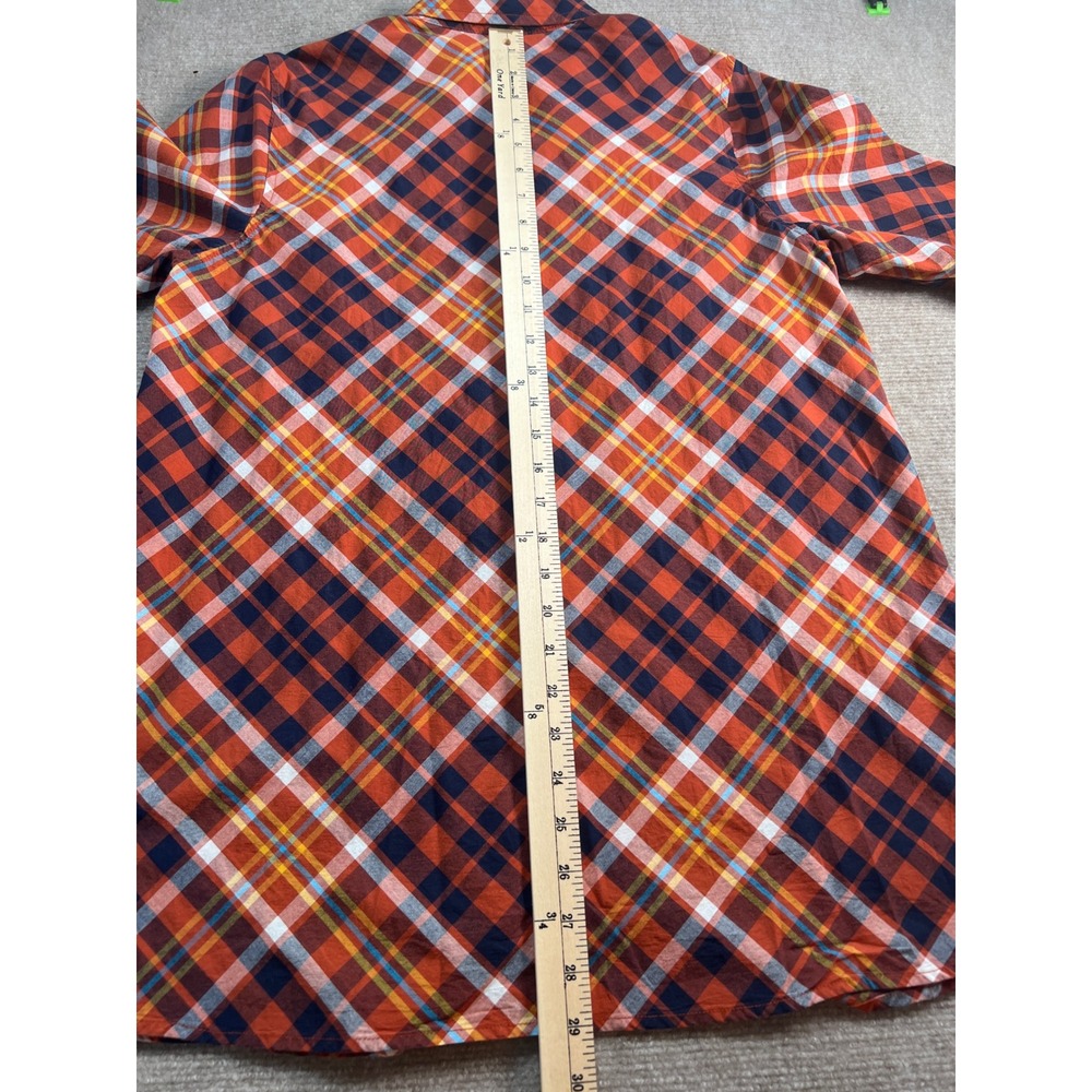 Kim Rogers Petite Orange Plaid Tunic Rhinestone Embellished Button Down Shirt PL - Picture 8 of 8